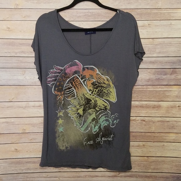 Classic Tops - Clas-sic Free Spirit Eagle Grey Tee Size XL